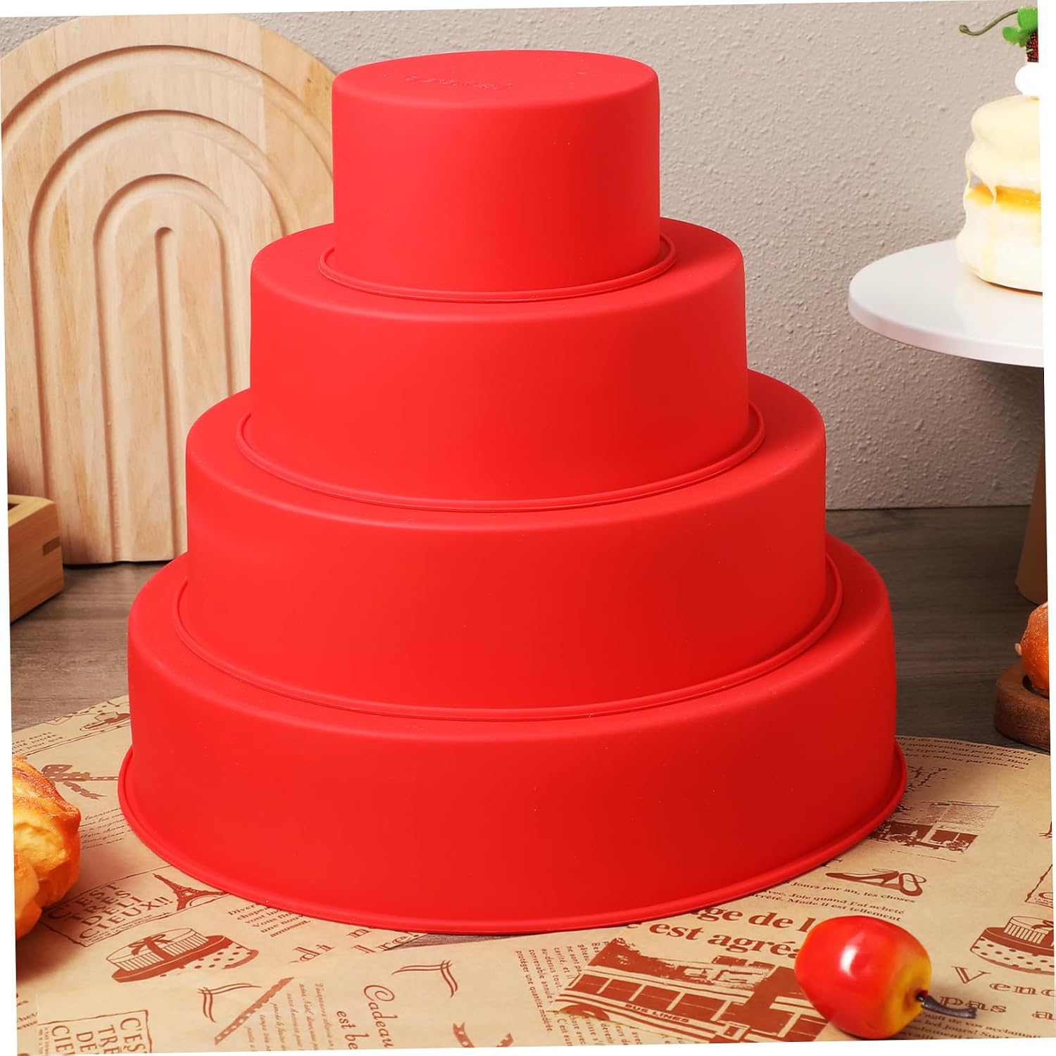 4Pcs Cake Pans Round Baking Temperature Kitchen Tool for Baking Cakes Muffins and Desserts