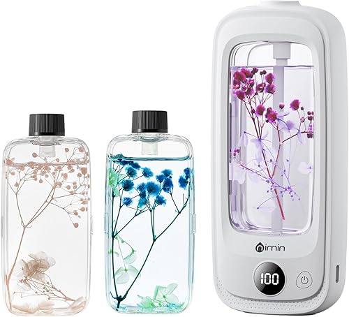 Pequeño difusor de aceite sin agua, difusores de aromaterapia inalámbricos con flores reales 3 aromas fragancia para el hogar, ambientador