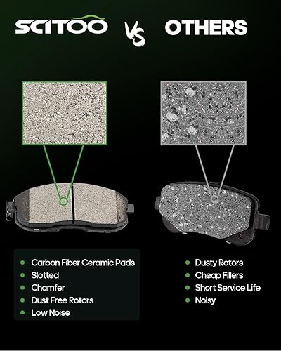 Miniatura 307 de SCITOO Kit de freno delantero Rotores de freno delantero y pastillas de freno de cerámica para 08-16 para Chrysler Town & Country, 08-16 para Dodge