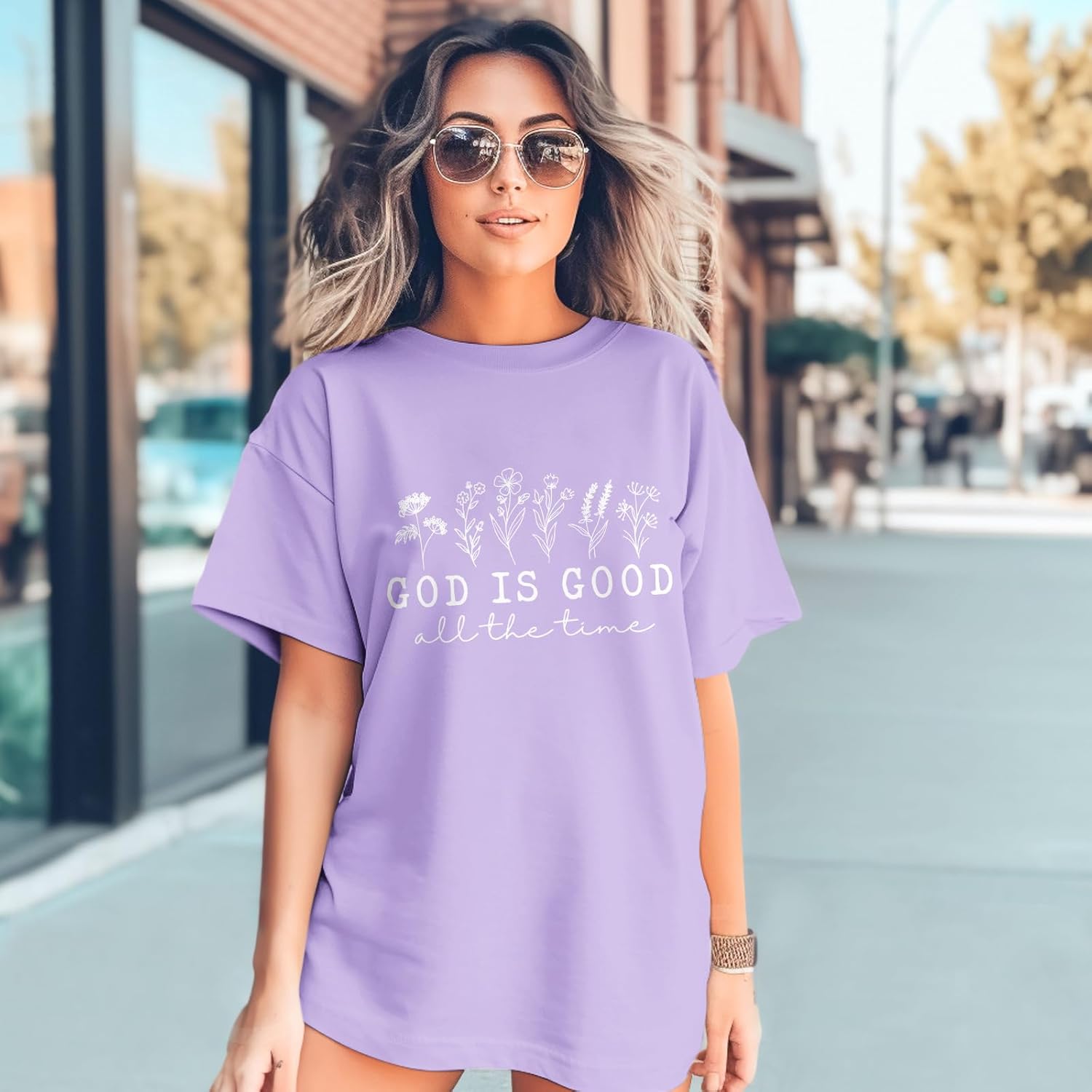 Tuislay God is Good Shirts Christian Oversized Tshirts for Women Wildflower Tee Jesus Faith Tshirt Religious Bible Verse Tees - Image 2