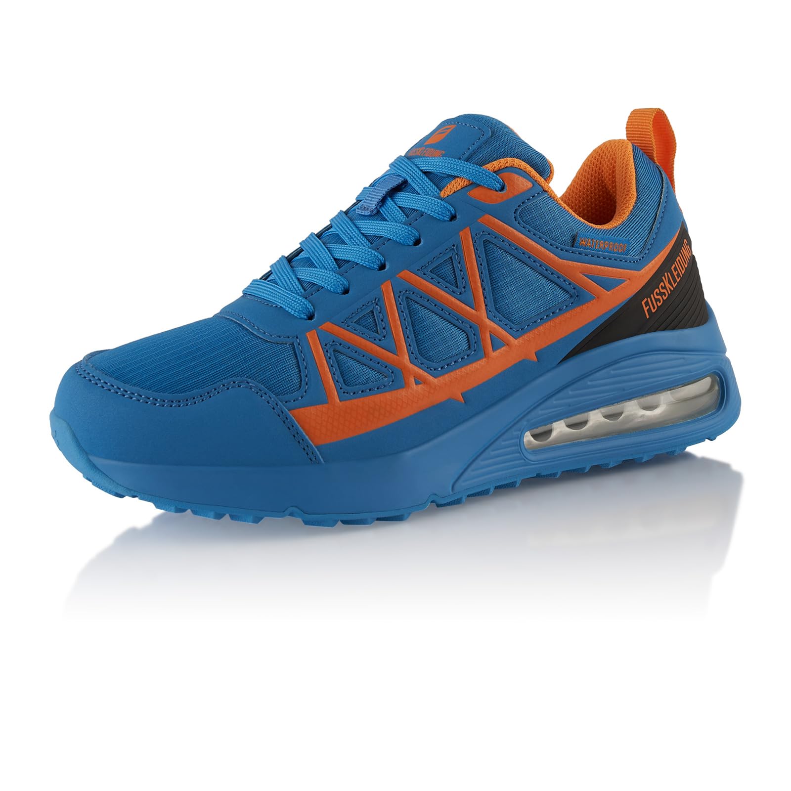 Fusskleidung® Damen Herren Wanderschuhe wasserdichte Trail Running Trekkingschuhe Blau Orange EU 44