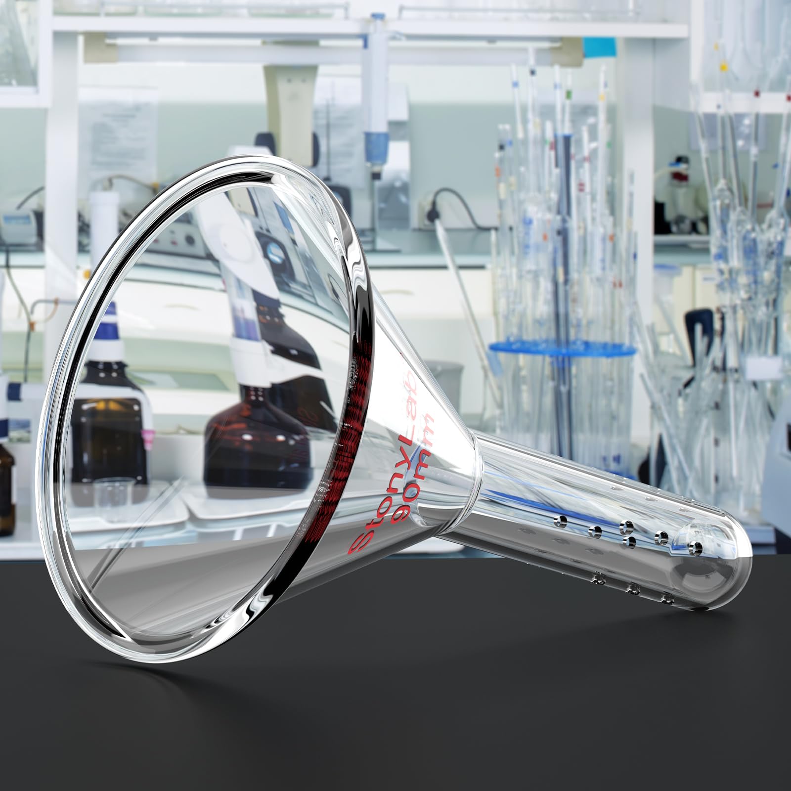 stonylab Imbuto Perforato in Vetro per Cromatografia a Flash, Imbuto in Vetro Borosilicato con Manico da 19 mm di Diametro Esterno, Attrezzatura da Laboratorio