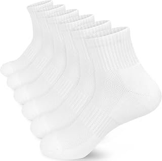 KOOOGEAR Womens Ladies Trainer Socks Cushioned Sports Socks 6 Pairs Cotton Breathable Wicking Quarter Athletic Socks for Running Walking Hiking Gym