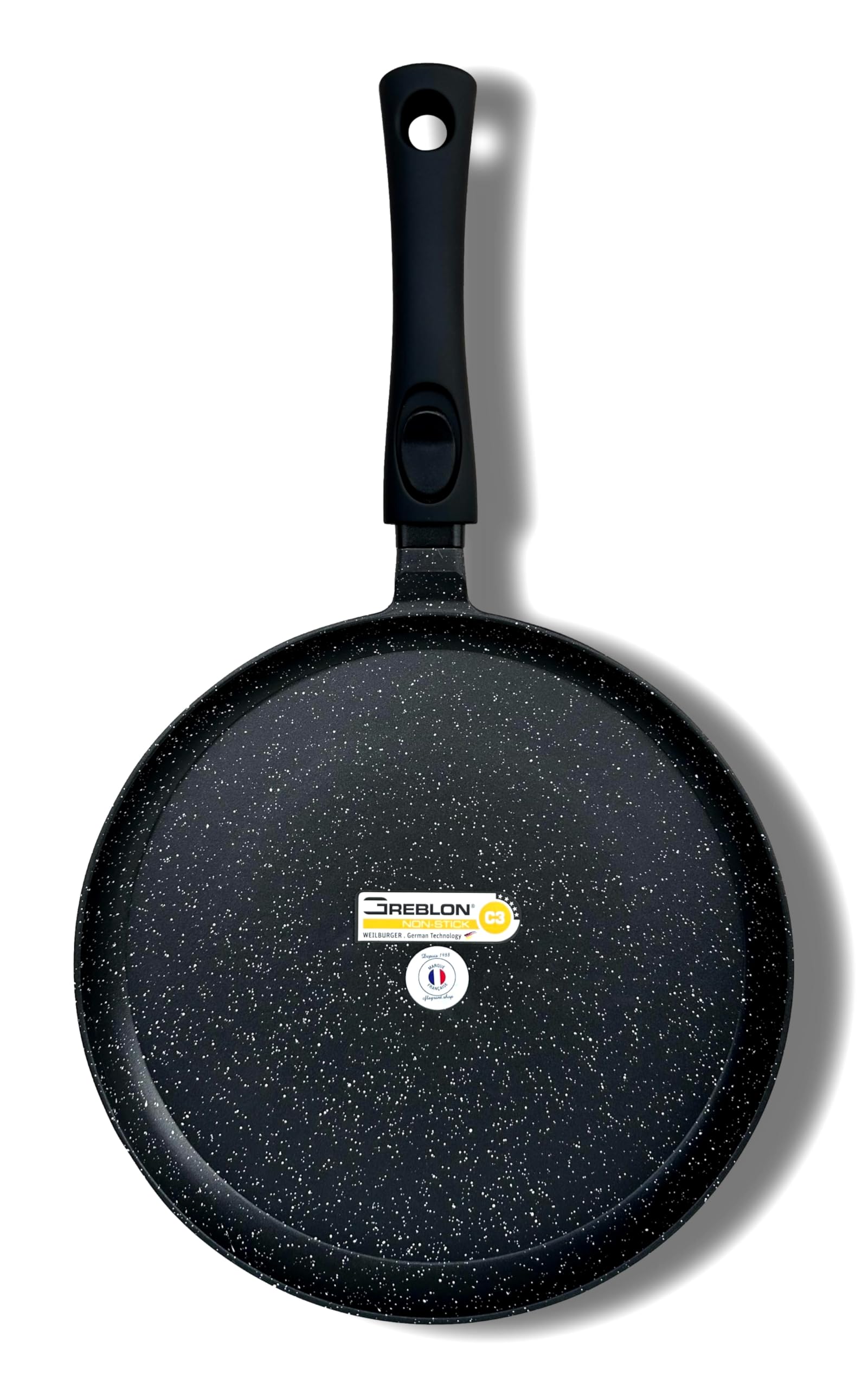 Très Grande Poêle à Crêpes 32cm Crêpière Façon Pierre Tous Feux Dont Induction Sans PFOA Cuisson Sans Matière Grasse Revêtement en Greblon C3 de Technologie Allemande (32cm)