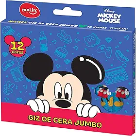 Giz de Cera Jumbo Mickey - Cx. c/ 12 cores, Molin, 22647