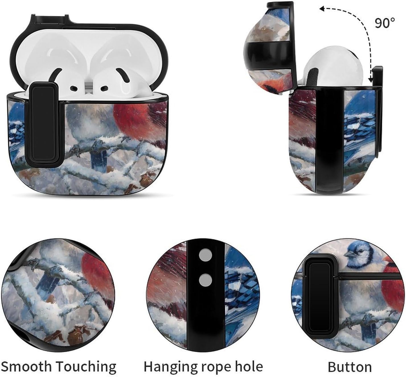 Cardinal Cute Blue Jay Bird Novelty Protective Cover Compatible with AirPods 4th Case with Lock for Women Men image 5