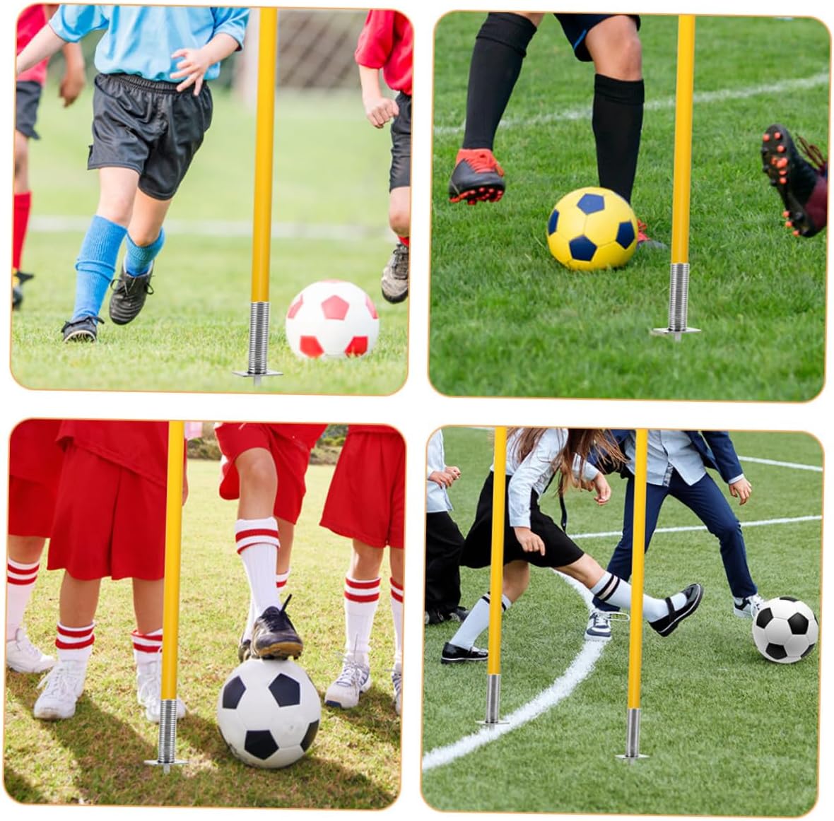 SUPVOX 4pcs Soccer Corner Flag Spring Base Ground Stakes Soccer Pole Fixing Mounts for Outdoor Training Field Marking Equipment