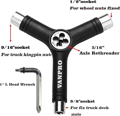 Vista 30 de Vanpro Herramienta de patinaje todo en uno. Se utiliza para la instalación y mantenimiento de varias patinetas y patines, etc.