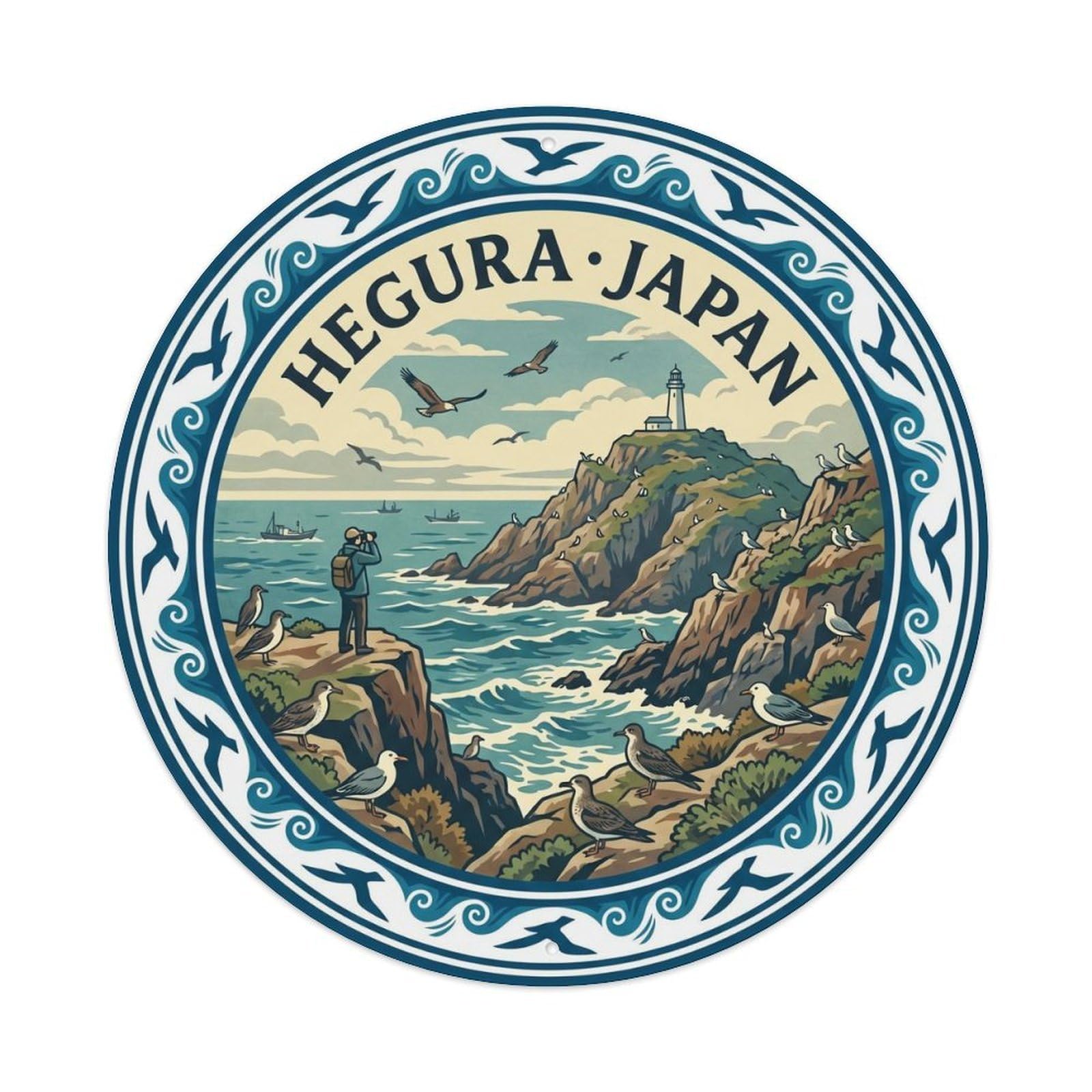 Hegura Island Seabird Colony Ocean Coastal Wildlife Metal Tin Sign