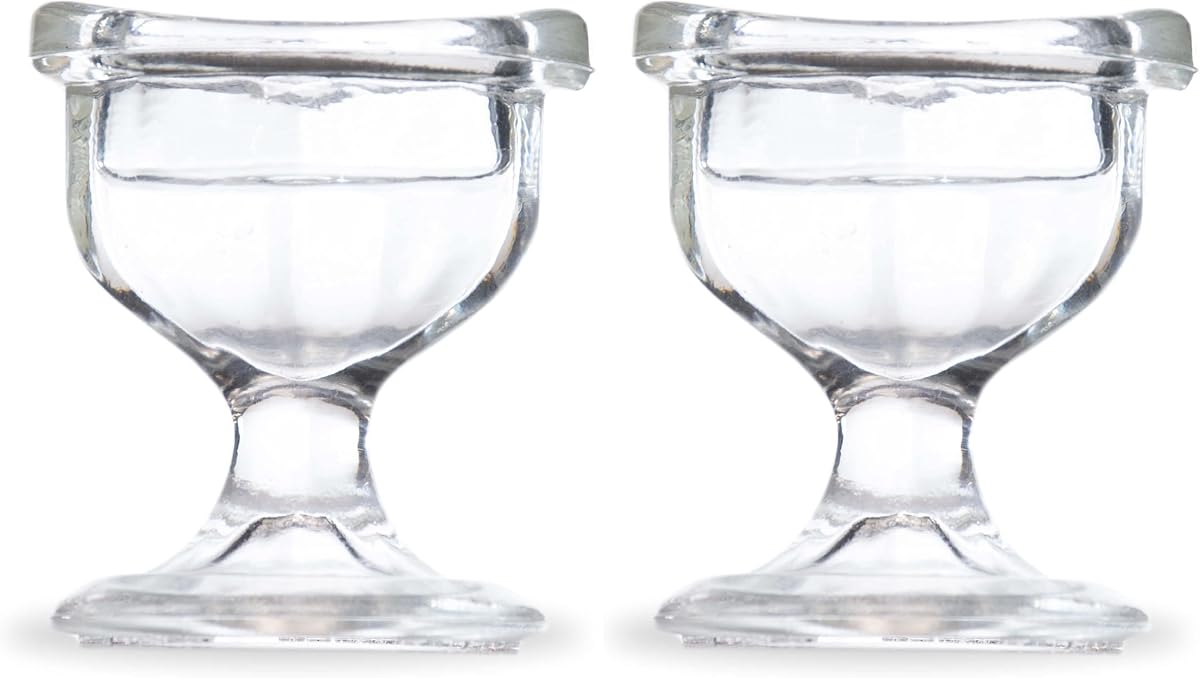 Vaso de vidrio para lavado de ojos, alivio calmante de alérgenos, irritantes, maquillaje, polvo, ojos secos y más, uso con agua destilada o solución salina (volumen de 10 ml) (paquete de 2)