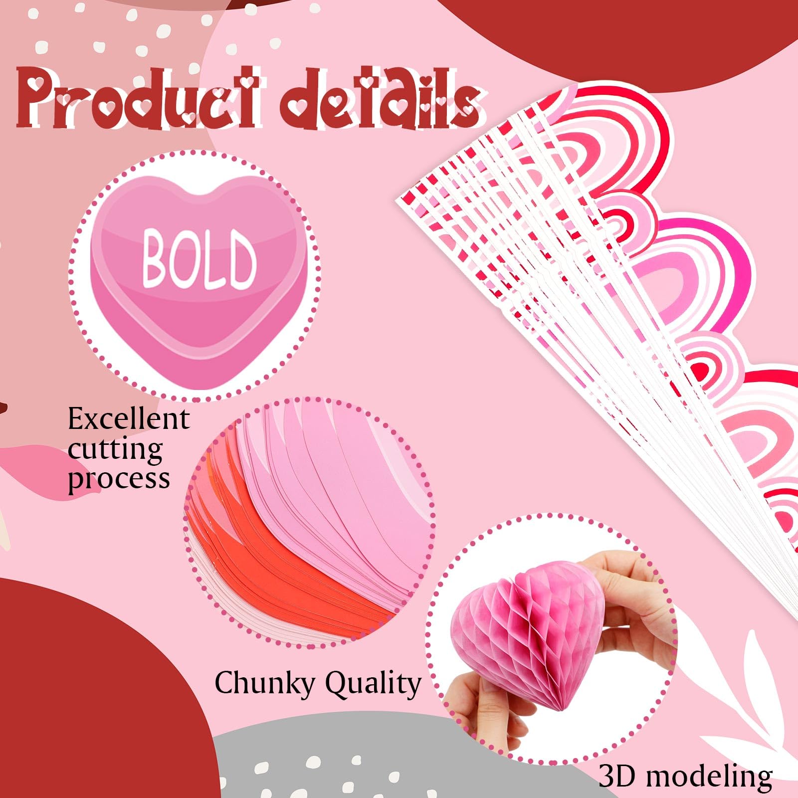 Valentine's Day Bulletin Board Decorations - 3D Heart Honeycombs With "Love Is In The Air" Theme