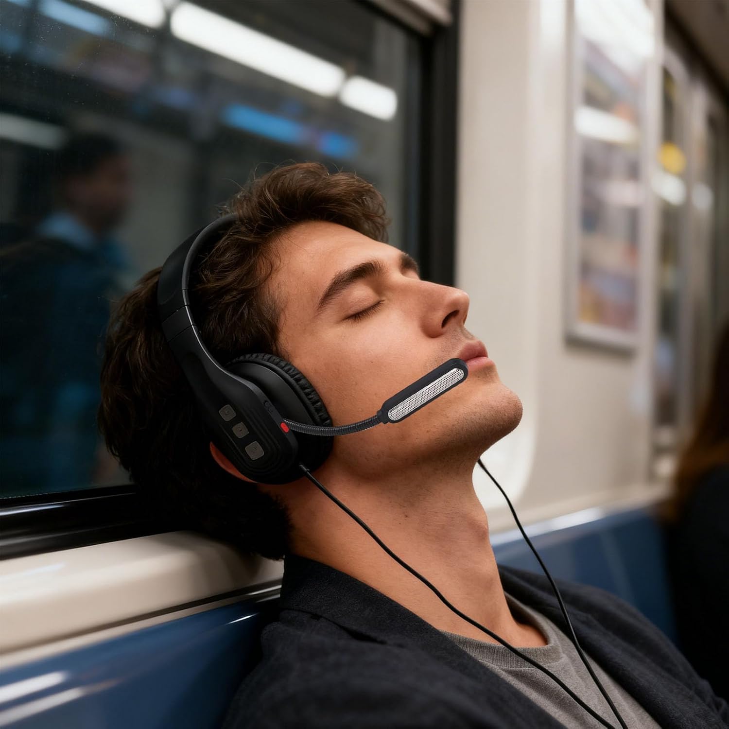 Trucker Bluetooth Headset, Wireless Single Ear Headset with AI Noise Cancelling Mic & Mute Key, 60 Hrs Working Time, Clear Sound, 40mm Dynamic Driver, for Phones, PC