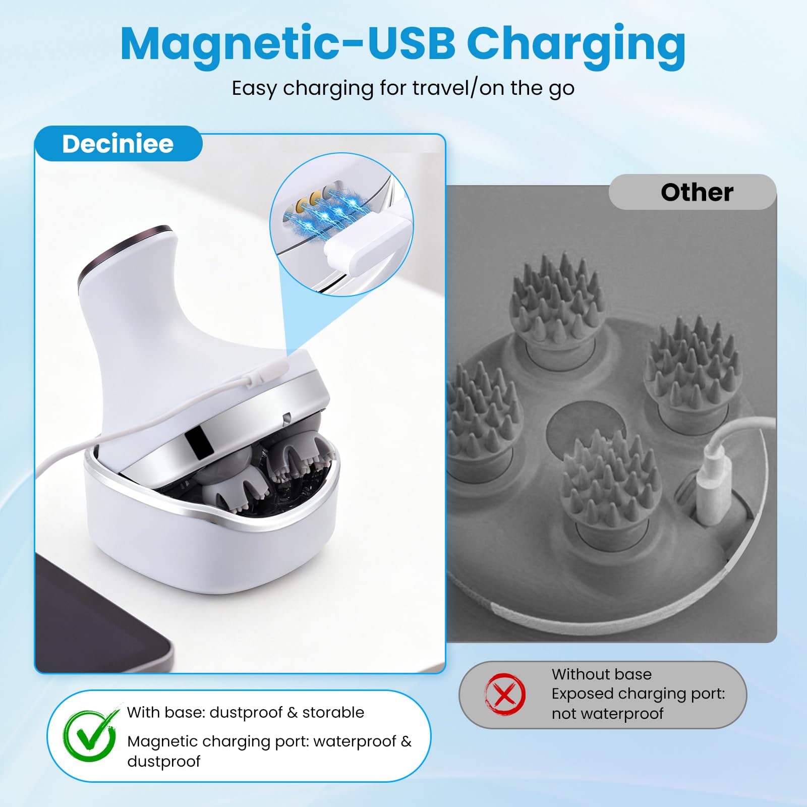 Massaggiatore elettrico per cuoio capelluto: massaggiatore elettrico per capelli senza fili, massaggiatore elettrico per capelli, grattaschia, per la crescita dei capelli, 4 modalità, massaggio per la