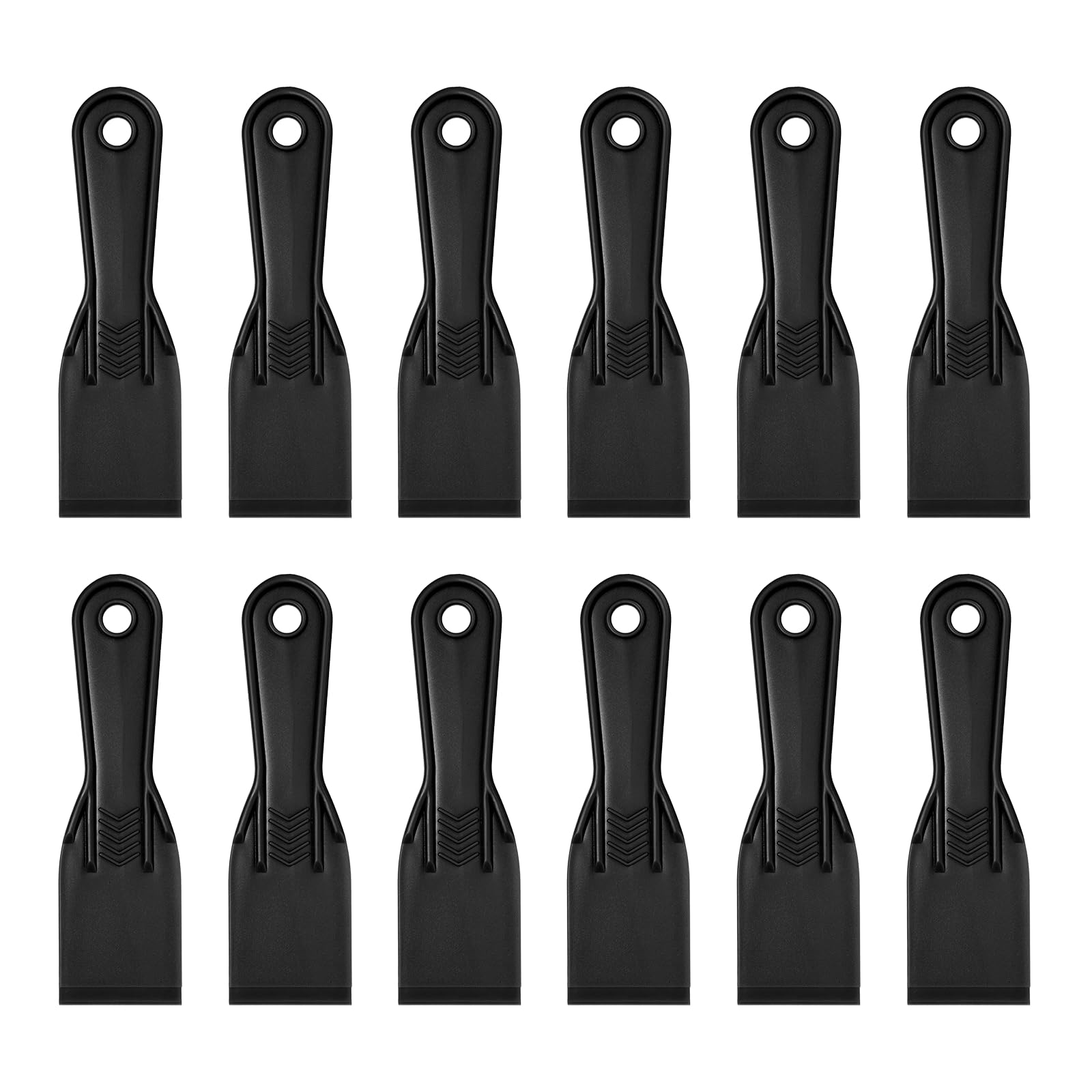 sourcing map 12pcs Putty Scraper 1.97" Plastic Flexible Putty Knives Disposable Paint Spreader Cleaner Tool for Spackling, Patching Painting Repairing, Black