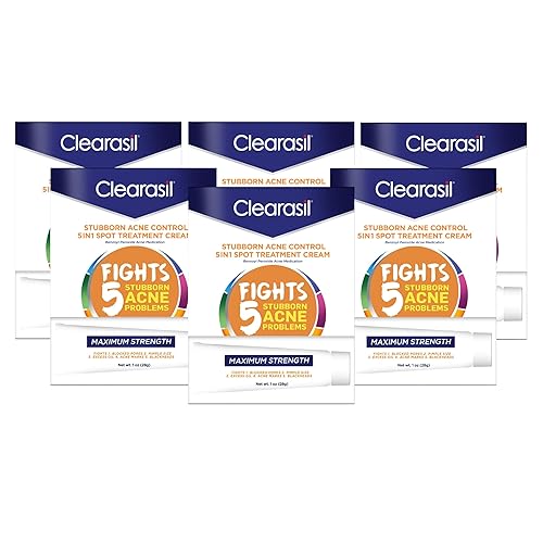 Clearasil Stubborn Acné Control 5 en 1 Crema de tratamiento de puntos 1 oz paquete de 6