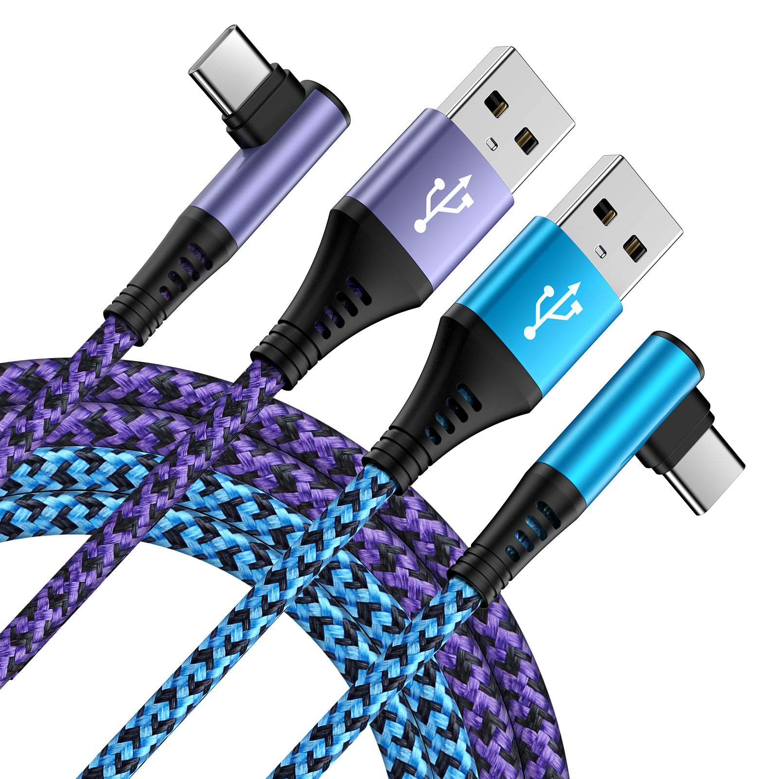 USB C Cable Right Angle 3.1A Type C Fast Charging Cord,2PCS 6FT Android Charger Phone Cord for Samsung Galaxy S23 Ultra A54 5G A14 5G A34 S23 Plus S22 S21 S20 A53 A23 A13 A03S A24,Pixel 7a 7 6 Pro 6a