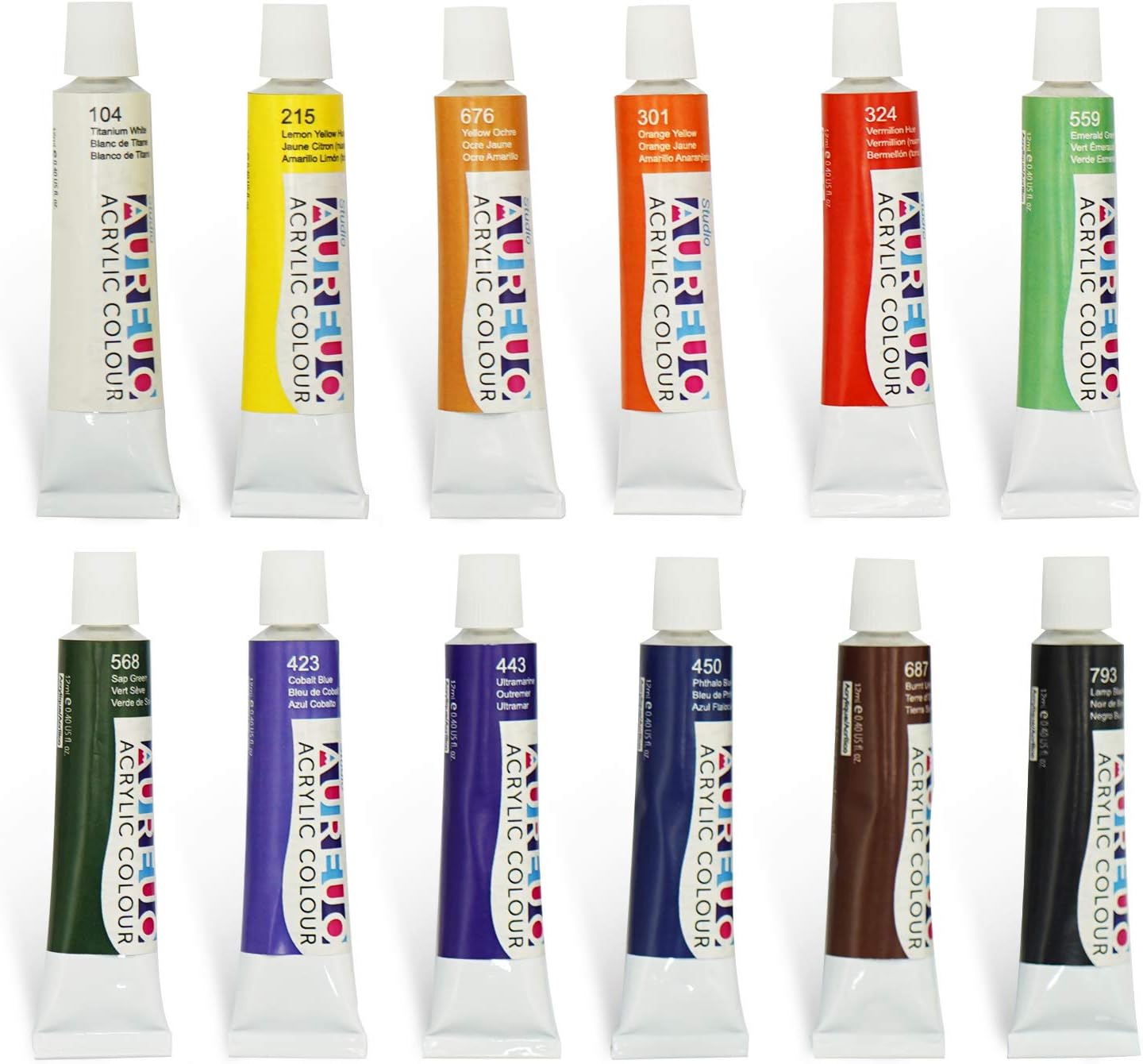 AUREUO Acrylic Paint Kit - 12x16 Inch / 6 Pack Stretched Canvas, 12 Acrylic Paints, Brushes & Palette Art Painting Supplies for Kids, Adults & Beginners