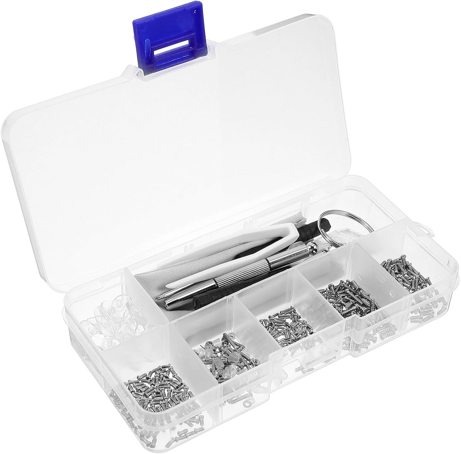 Eyeglasses Repair Kit 527pcs with Screws and Nose Pads, Small Screwdriver for Glasses, Sunglasses Repair Tool Set for Vision Care and Eyeglass Maintenance