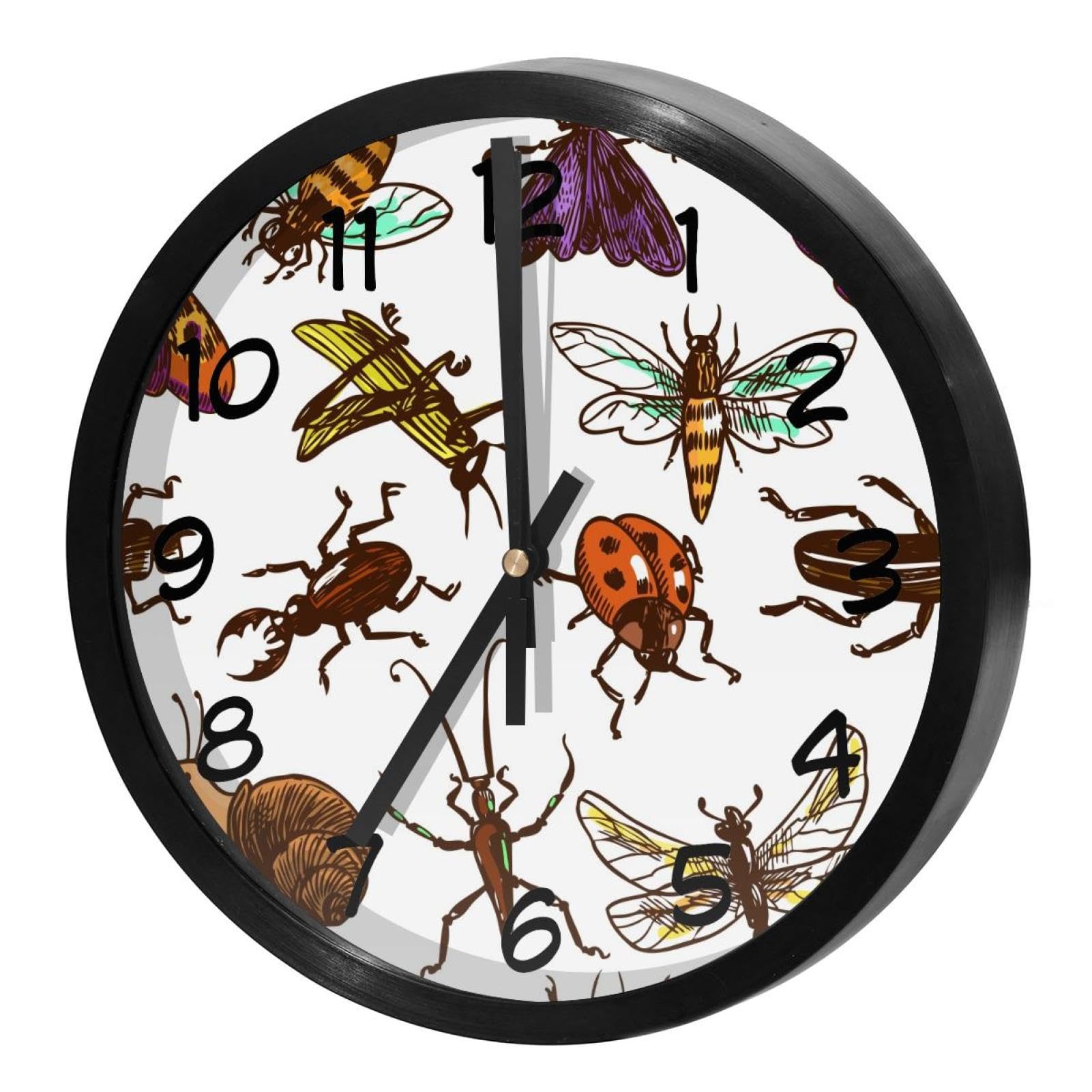 Horloge murale sans tic-tac à piles avec illustrations de libellules