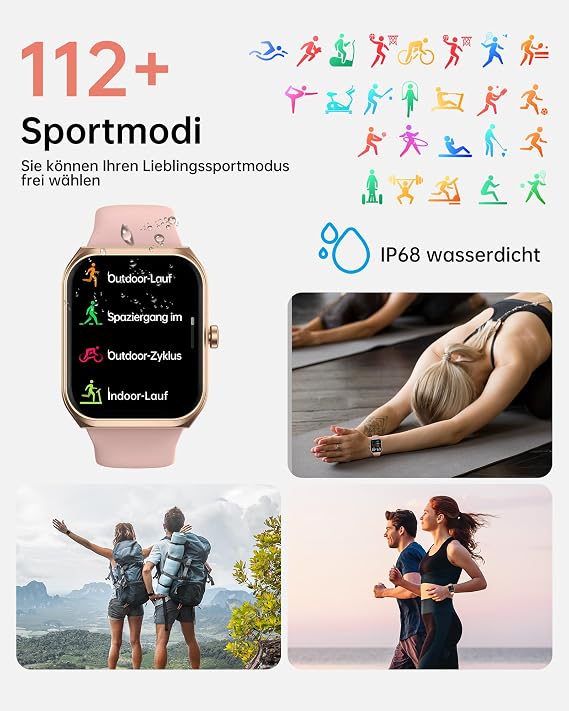 TUYOMA Smartwatch 1.91 Inch Unisex Fitness Tracker Heart Rate