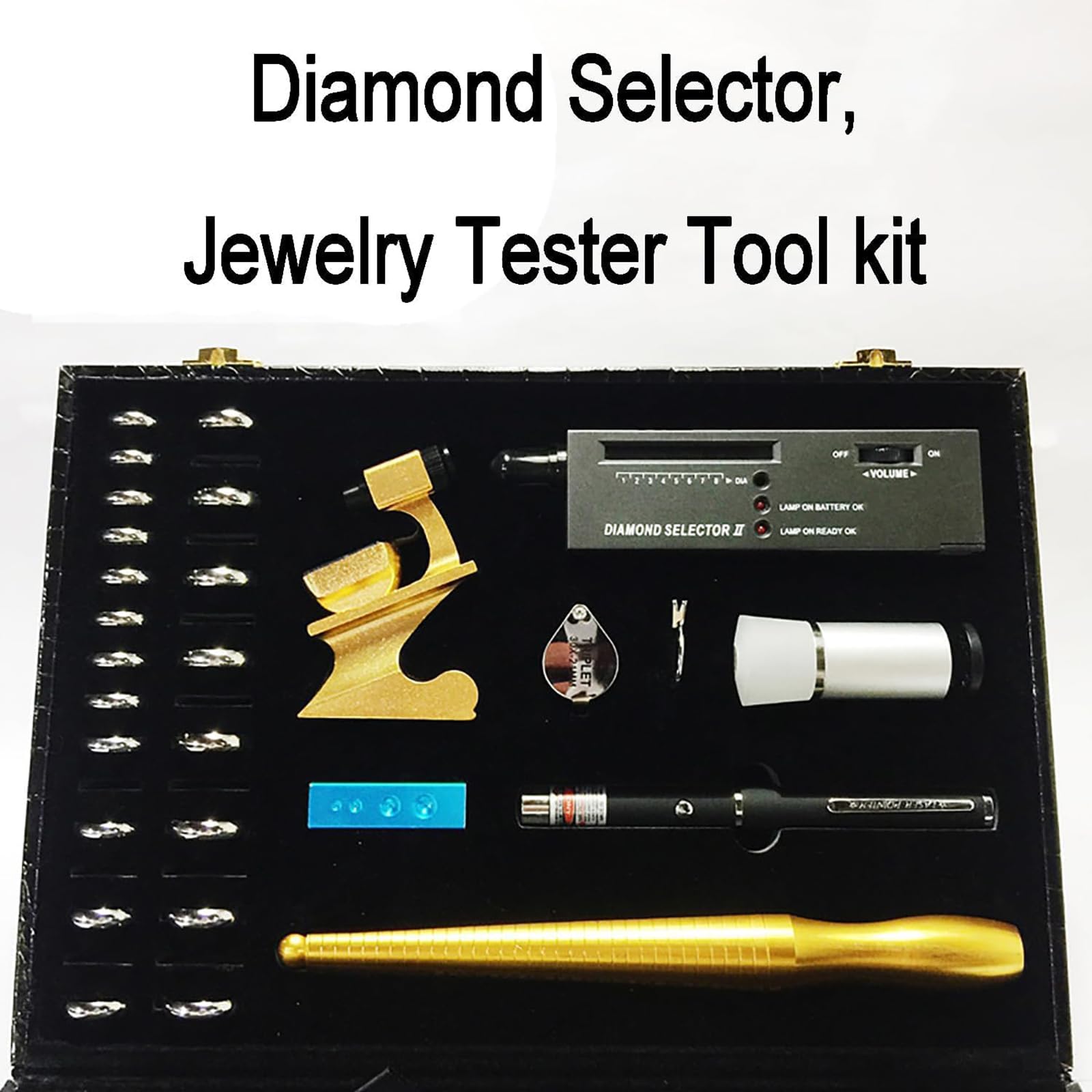 Boîte de test de bijoux, kit d'outils complet avec stylo testeur de diamant, pierre de gravité spécifique, tableau de clarté du diamant, boîte de test de bijoux, haute sensibilité, pour débutants et