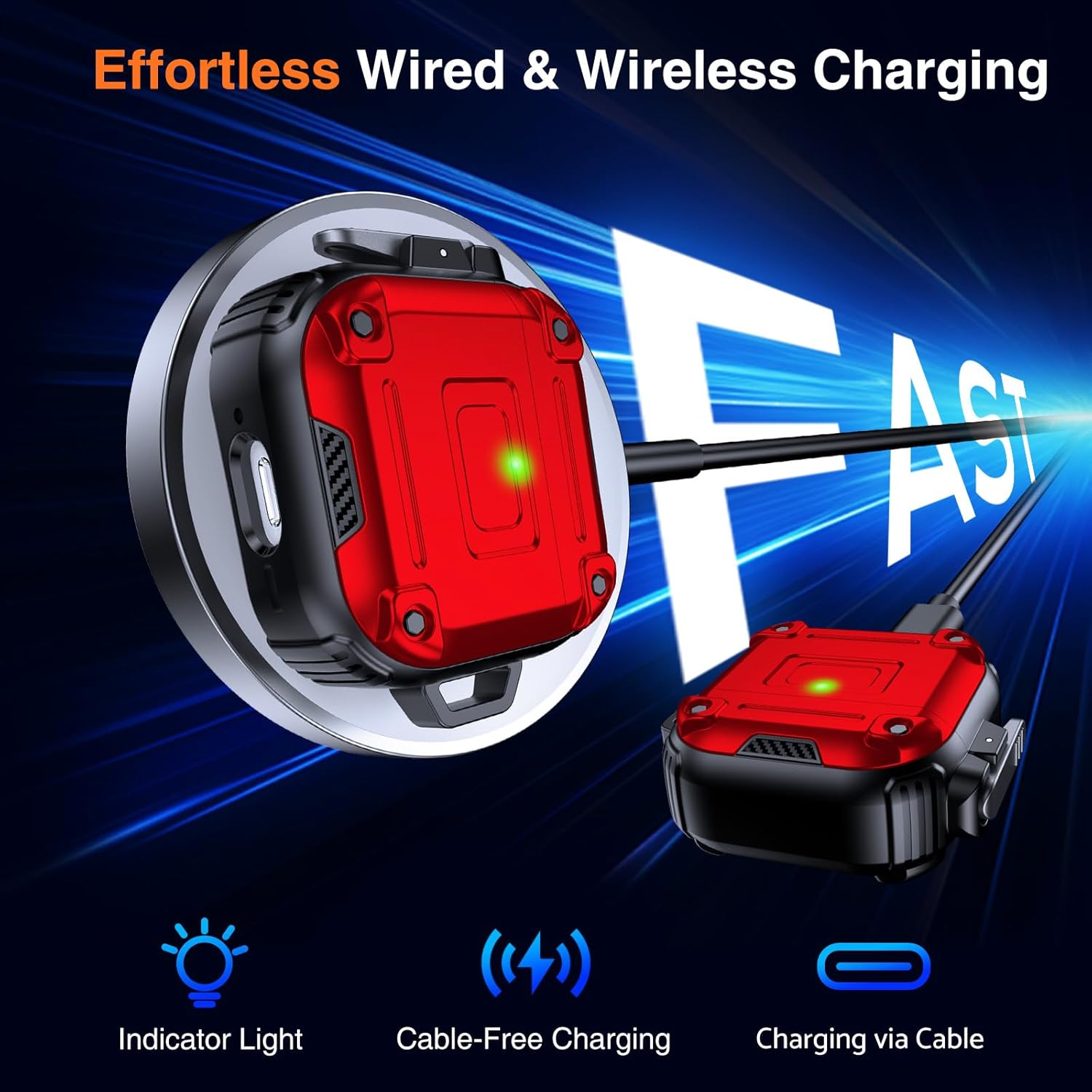 Chicfun Armour Lock for AirPods 4th Generation Case with Secure Lock & Keychain, Compatible with MagSafe [360° Heavy Duty Protective] AirPods 4th Case Hard Protective Locking Cover Red