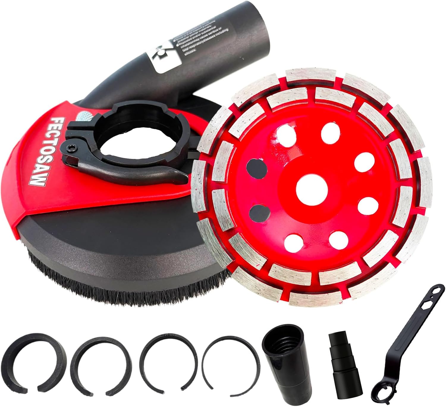 Dust Shroud for Angle Grinder with Diamond Grinding Cup Wheel, 4.5–5 Inch & 7 Inch, Universal Concrete Surface Grinding Tool for Marble and Granite (5-inch Dust Shroud + Grinding Wheel)