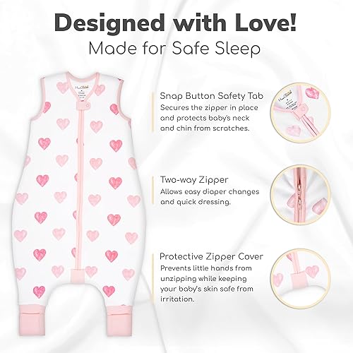 Miniatura 3 de Mama Cheetah Saco de dormir para niños pequeños con pies 4T-5T, 0.5 TOG de algodón orgánico con piernas, saco de dormir para bebés para caminantes,