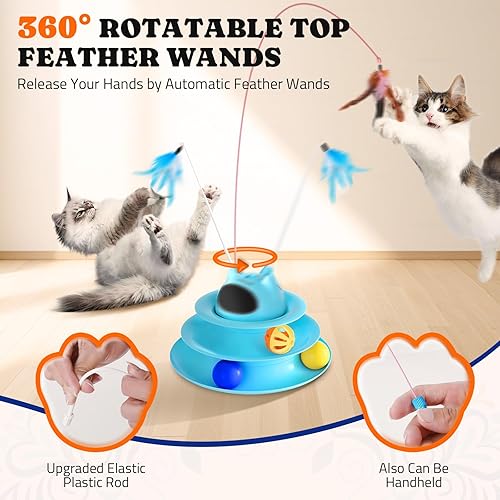 Miniatura 5 de Pawtners Juguete interactivo para gatos juguete automático 5 en 1 para gatos de interior, juguete recargable para ocultar y buscar con cubierta de