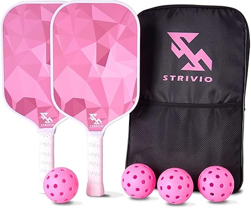 Juego de 2 palas de pickleball con 4 bolas y bolsa. Juego de paletas de fibra de carbono T700 con agarre de grafito para principiantes y