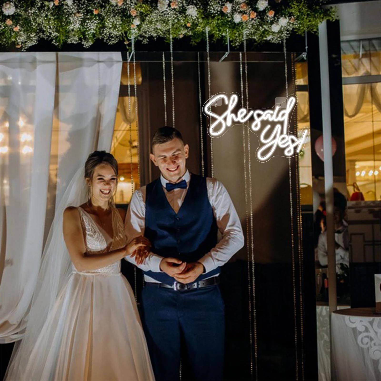 She Said Yes insegna Neon Lettera Luminosa Neon Luce Notturna per Feste casa Camera Matrimonio proposta di Matrimonio Fidanzamento Decorazione Parete Luce Neon USB alimentata Neon,C