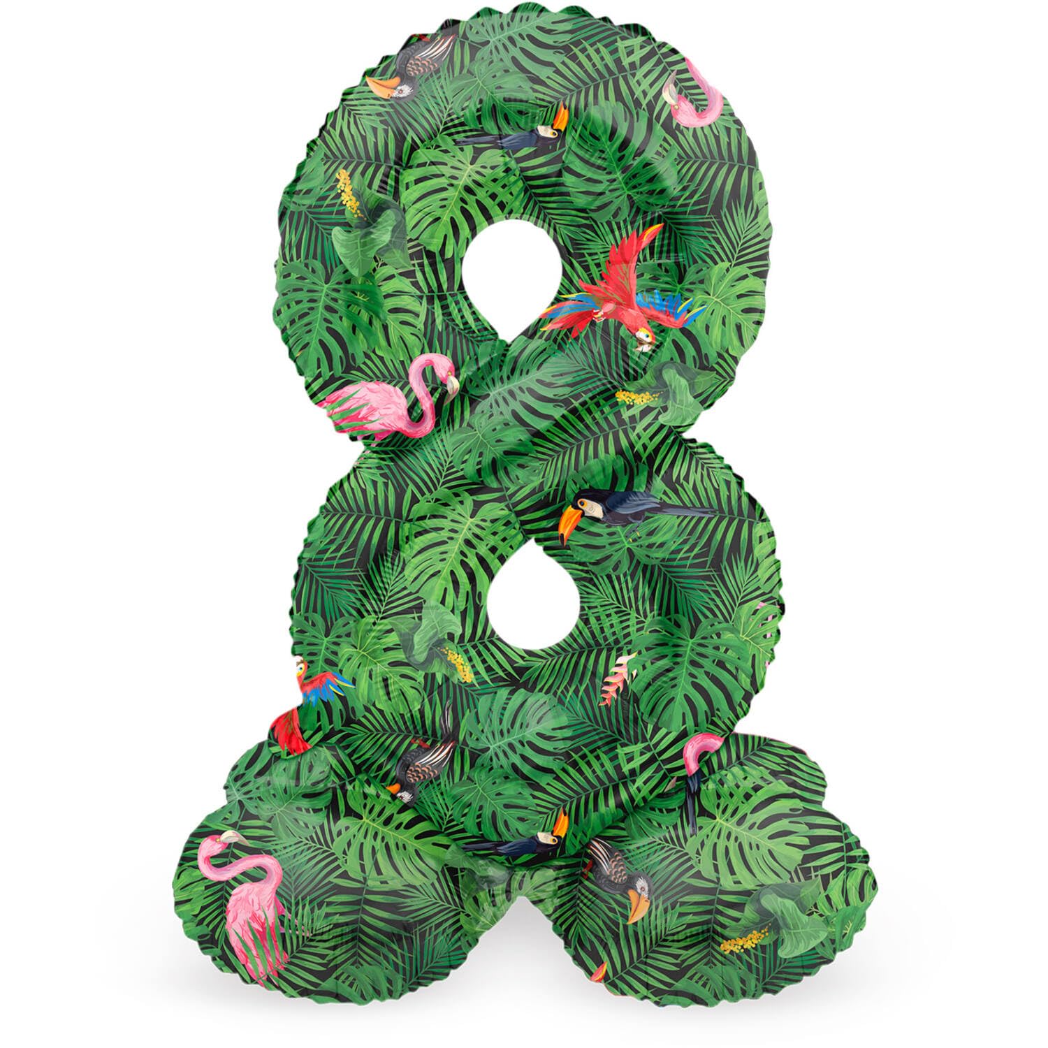 Folat 64738 Birthday Balloon Standing Number 8 Jungle Vibe Green 41 cm Decoration Birthday Decoration Balloon Number No Helium Required