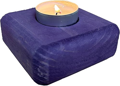 Miniatura 20 de Portavelas de madera para velas de té, 3.5 pulgadas, decoración del hogar de mesa (vela no incluida) (1, rojo, cónico moderno) Rojo,Gris barril