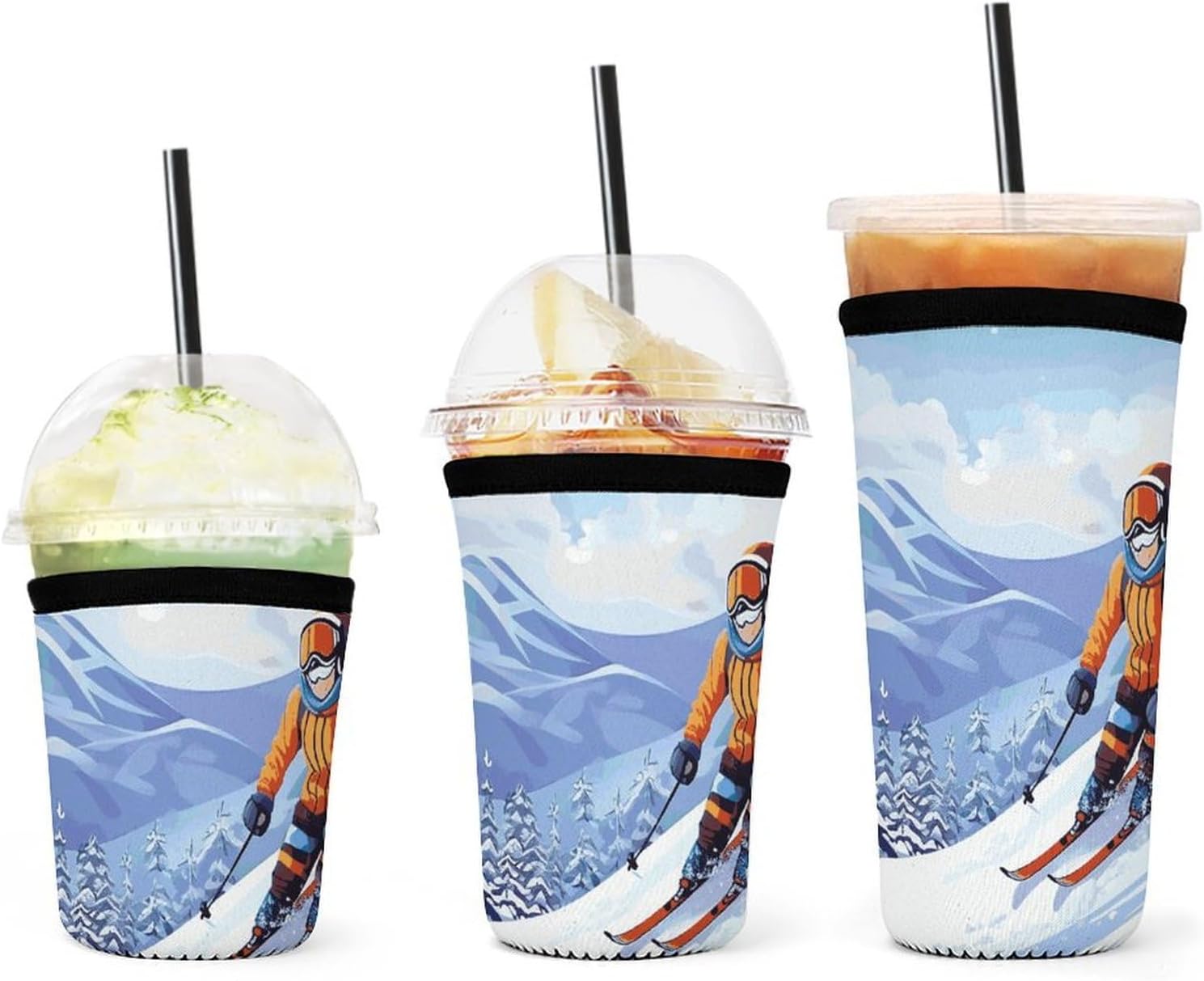 3 Pack Neoprene Cup Sleeves, Stretchy Reusable Drink Cup Cover Universal