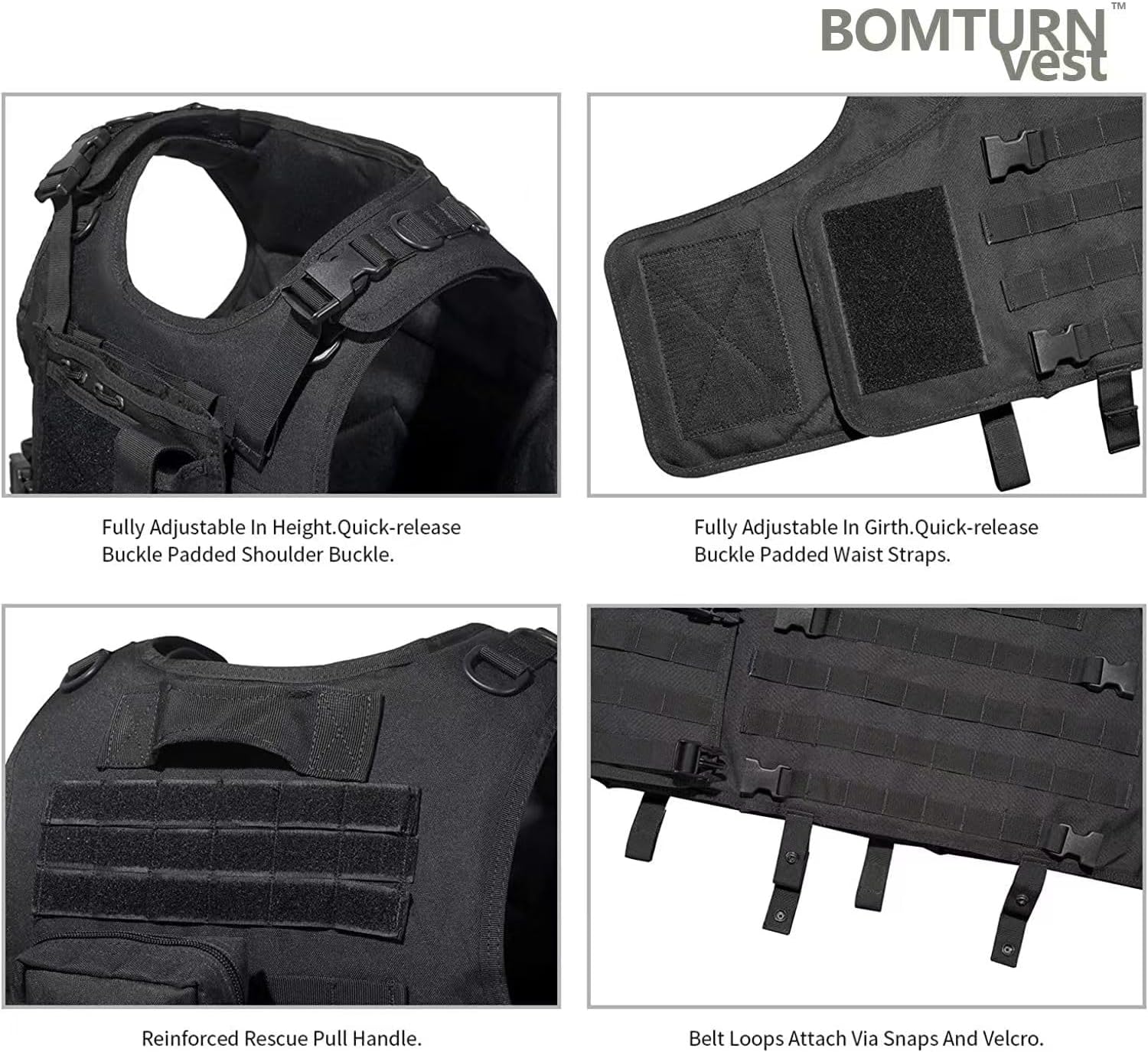 Tactical Vest Adjustable Airsoft Paintball Vest with Pouches for Men(BLCP)
