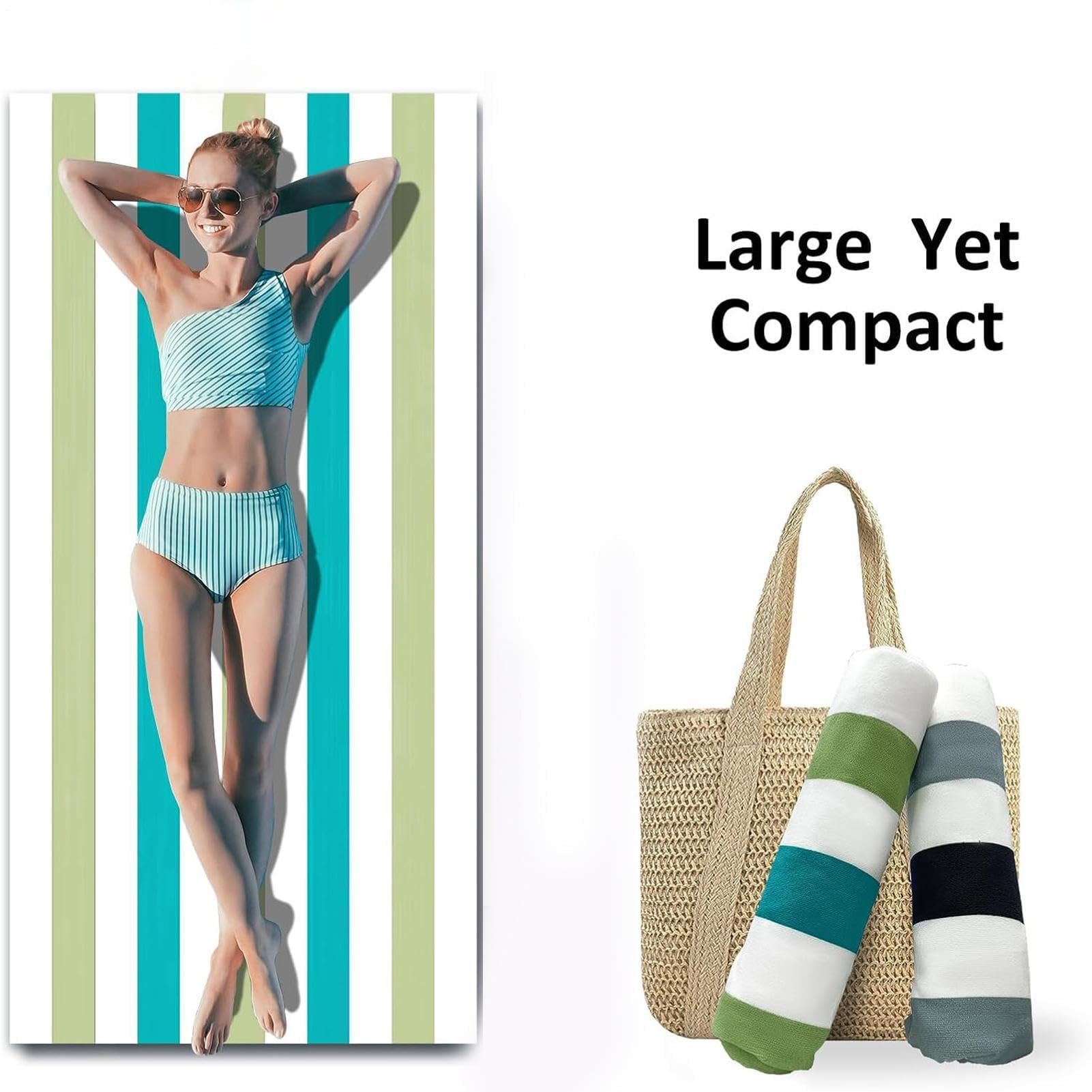 Toalla de playa ligera, 80 x 160 cm, secado rápido, ligera, sin arena, absorbente, toallas de baño de microfibra, para adultos, piscina, gimnasio, camping, viajes, baño, vacaciones