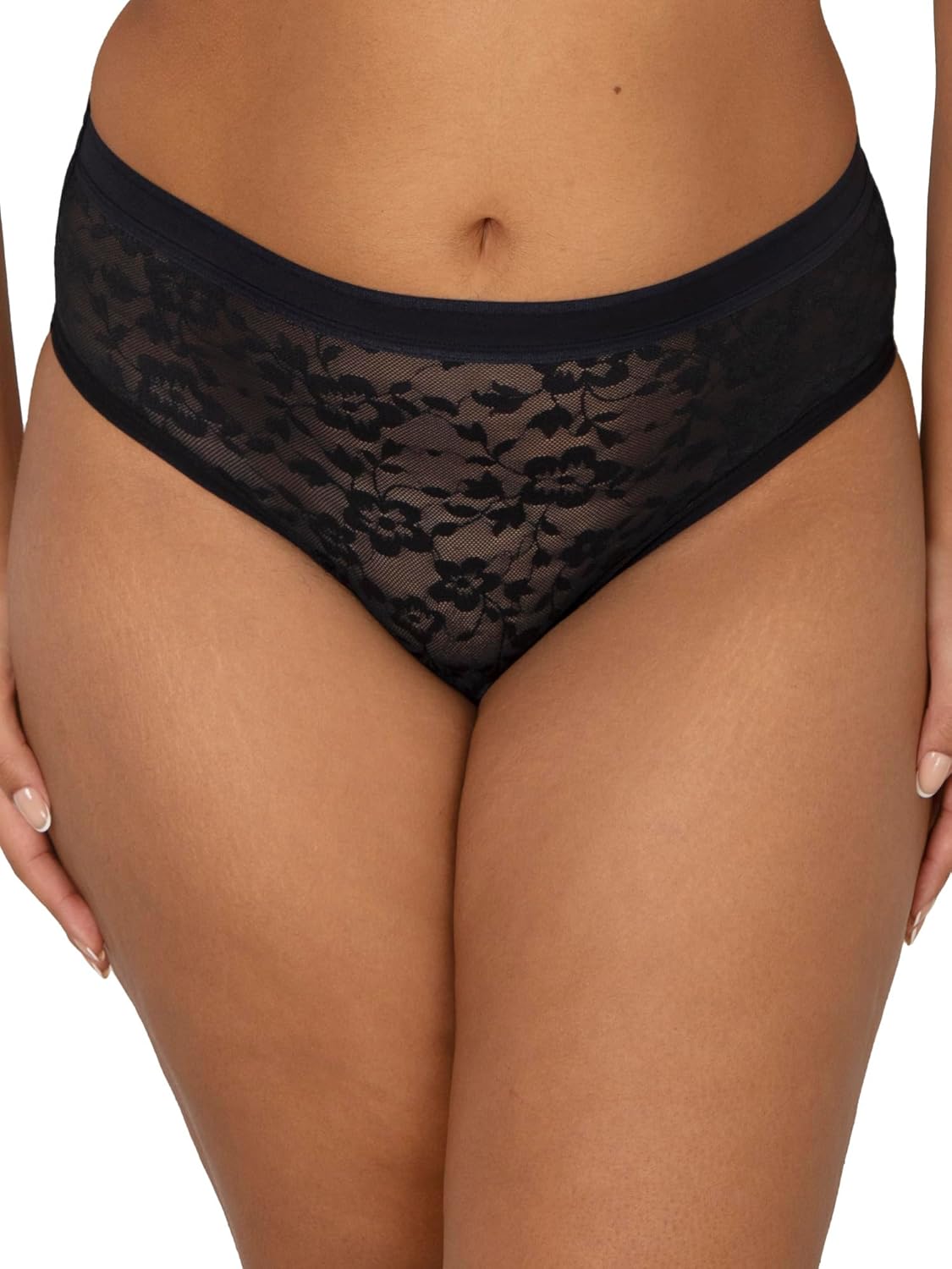 Curvy Couture womens Lace High Cut Brief Underwear