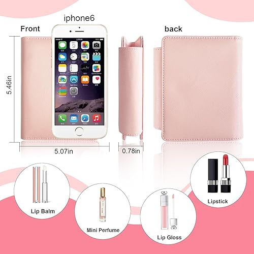 Miniatura 2 de LAOTANGJIA Estuche de lápiz labial de PU con espejo, con capacidad para 4 lápices labiales largos, organizador de maquillaje, estuche de viaje para