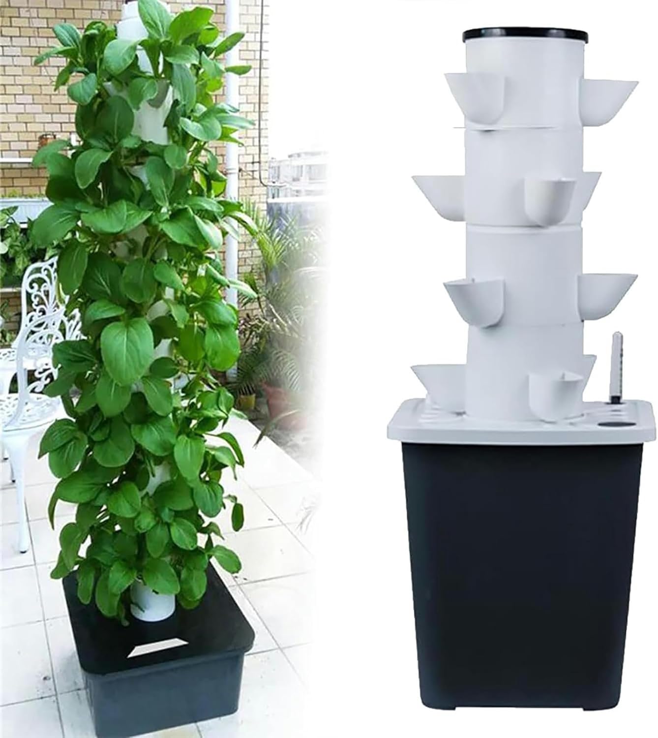 30-Plant Hydroponics Tower Garden Hydroponic Growing System Aeroponics Growing Kit for Herbs, Fruits and Vegetables with Hydrating Pump, Adapter, Net Pots, Timer for Herbs, Fruits and Vegetables....