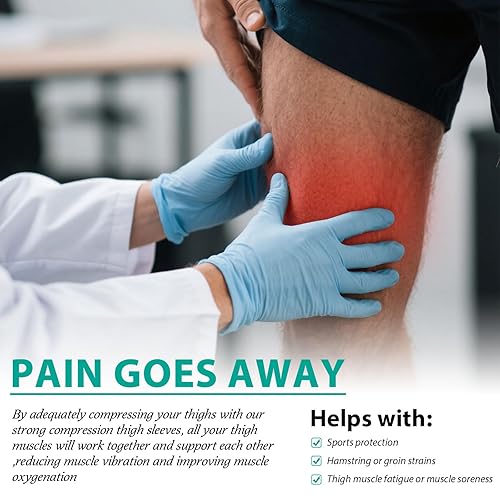 Miniatura 4 de Manga de compresión para isquiotibiales (par)  Soporte de muslo de cobre para mujeres y hombres que alivia el dolor de la ingle, cuádruple y