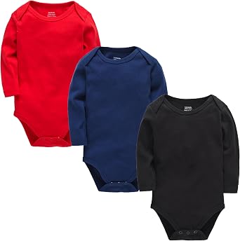 kavkas Baby Bodysuits Long and Short Sleeve Basic Cotton One-piece for Infant and Toddler Newborn Clothes 3 Pack