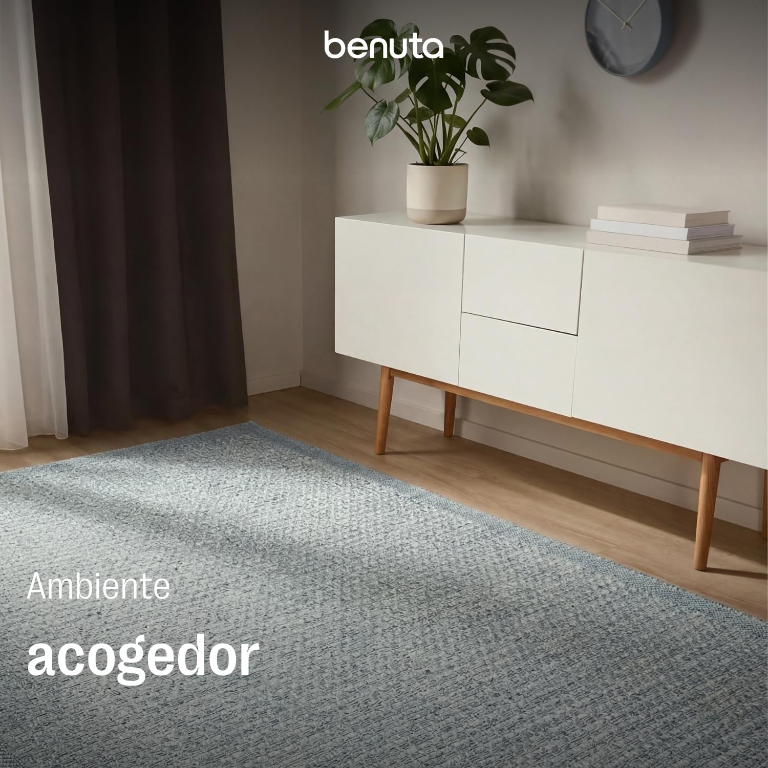 benuta Basic Alfombra Exterior Iowa - Azul 200x300 cm - Estilo Yute Boho - Resistente al Clima y UV para balcón, terraza, jardín, Cocina y Sala - Duradera y Robusta - Apta para Interiores