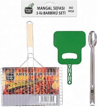 Mangal Teli, K k Izgara, Ah ap Sapl , 35x20 cm, Piknik i in  deal, Tek Kullan ml k, Mangal Izgara Tek  zgara+Yelpaze+Ma a