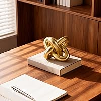 Vista 7 de Golden Knot Statue, Three Knot Sculpture Home Decor Accents, Knot Sculptures and Statues for Rustic Coffee Table Living Room Dining Table Entryway