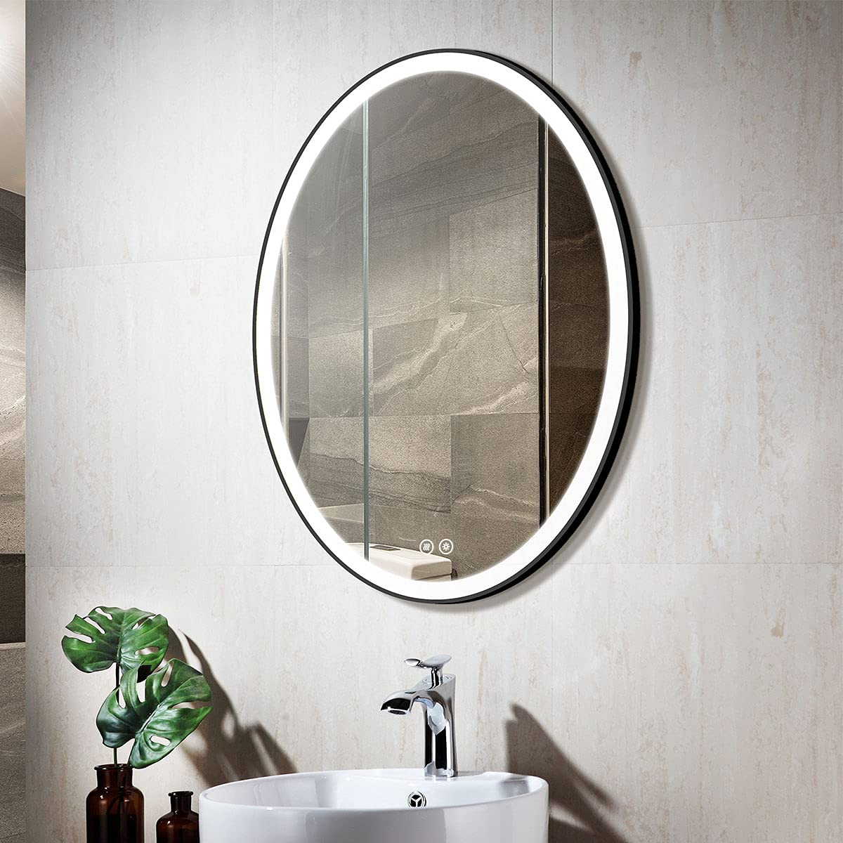 BHBL 20 x 28 Inch Oval LED Bathroom Mirror with Touch Button, Defogger, Dimmable Light, Wall Mounted Vanity Mirror (D1101-2028)