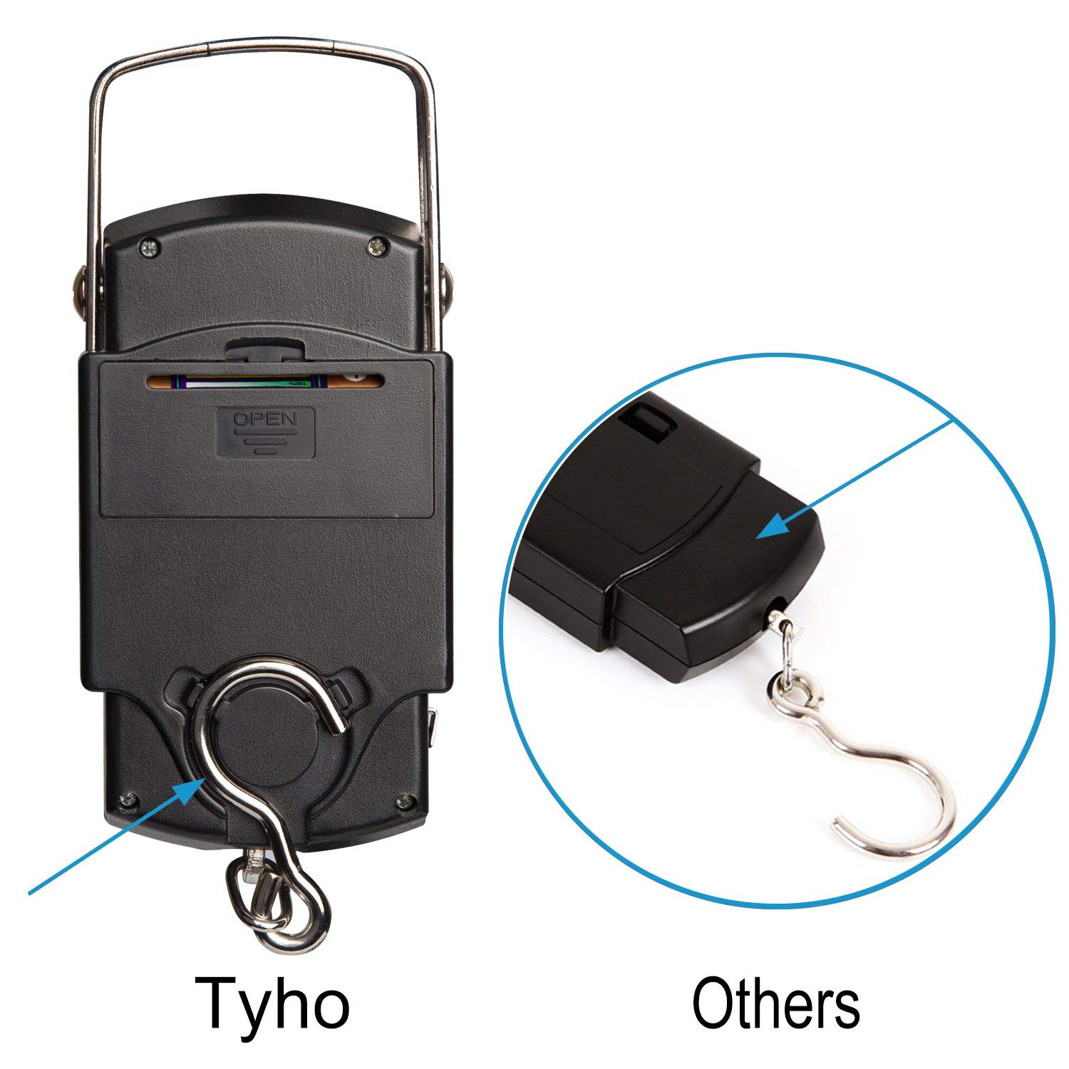 Review TyhoTech Fishing Scale 110lb/50kg Backlit LCD Screen Portable Electronic Balance Digital Fish Hook Hanging Scale with Measuring Tape Ruler, D Shape Buckle and Carry Bag Included