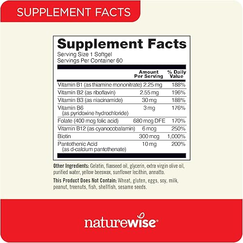 Miniatura 7 de NatureWise 1000 mg Omega 3 600 mg EPA 400 mg DHA con vitamina E 180ct y complejo de vitamina B para energía celular 60 cápsulas blandas [2 meses]