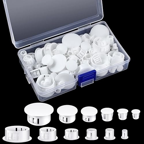 Tapones de plástico de 6 tamaños, tapones blancos para orificios de puerta, tornillos para muebles de gabinetes de cocina, 14 pulgadas, 1 pulgada,