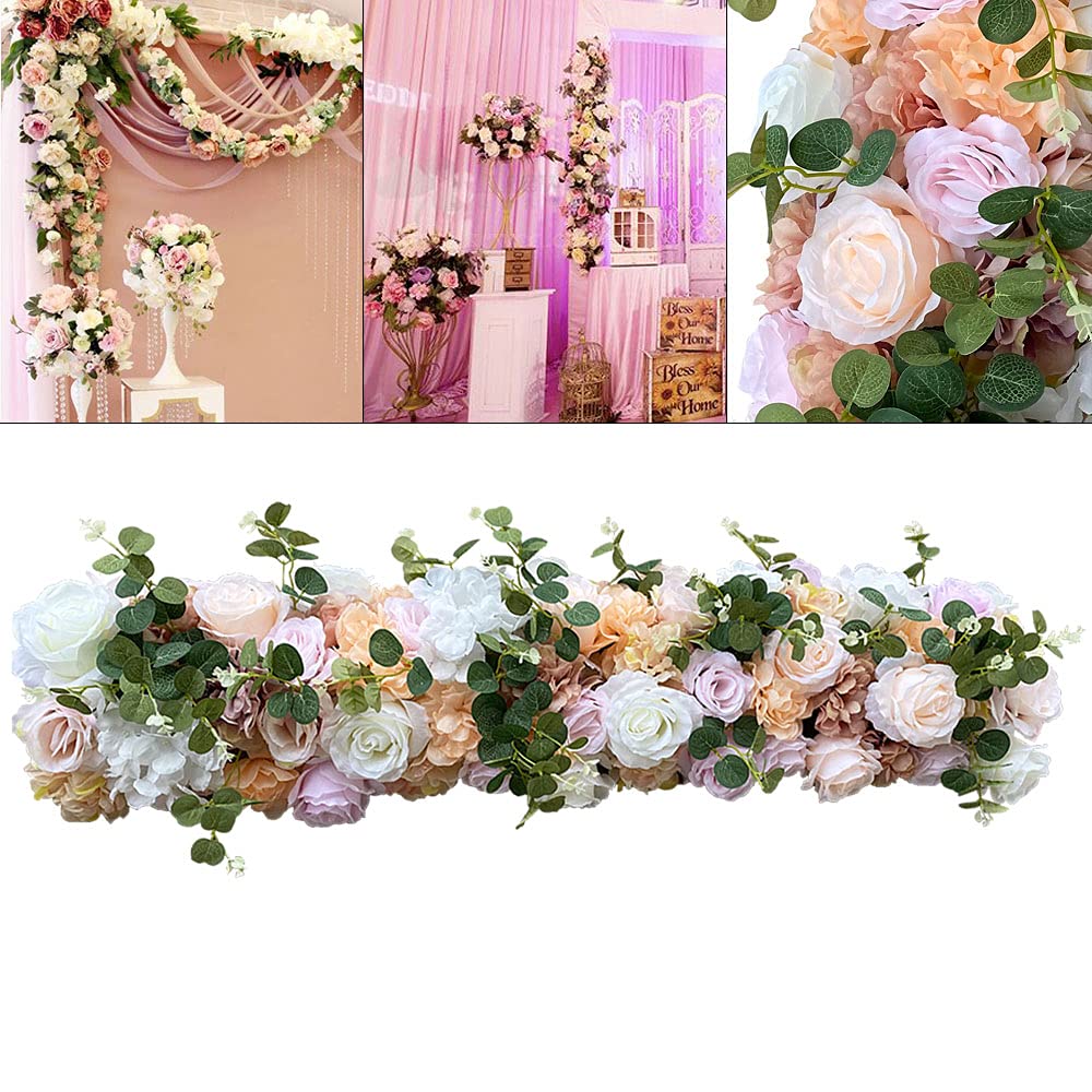 künstliche Rosen 1m Rosen-Türdekoration Wall Runner Rose Panel Kunstblumen für Hochzeitsdeko Tisch DIY Wedding Party