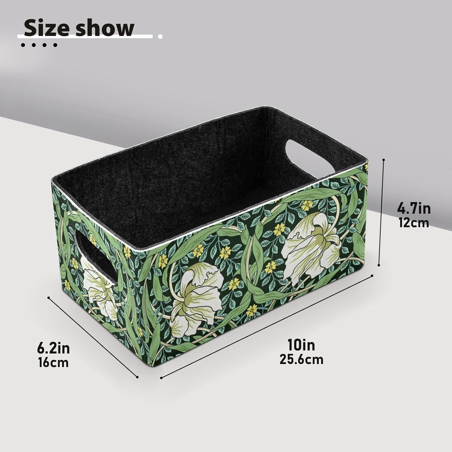 Closet Storage Bins,2 Pcs Felt Open Home Storage Containers Organizer with Handles Collapsible Shelf Basket for Home Office Craft Room Classroom Fabric Basket Storage Flower William Morris image 3